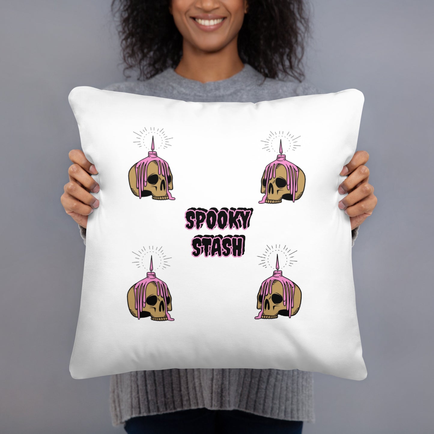 Pink Candle Skull Basic Pillow