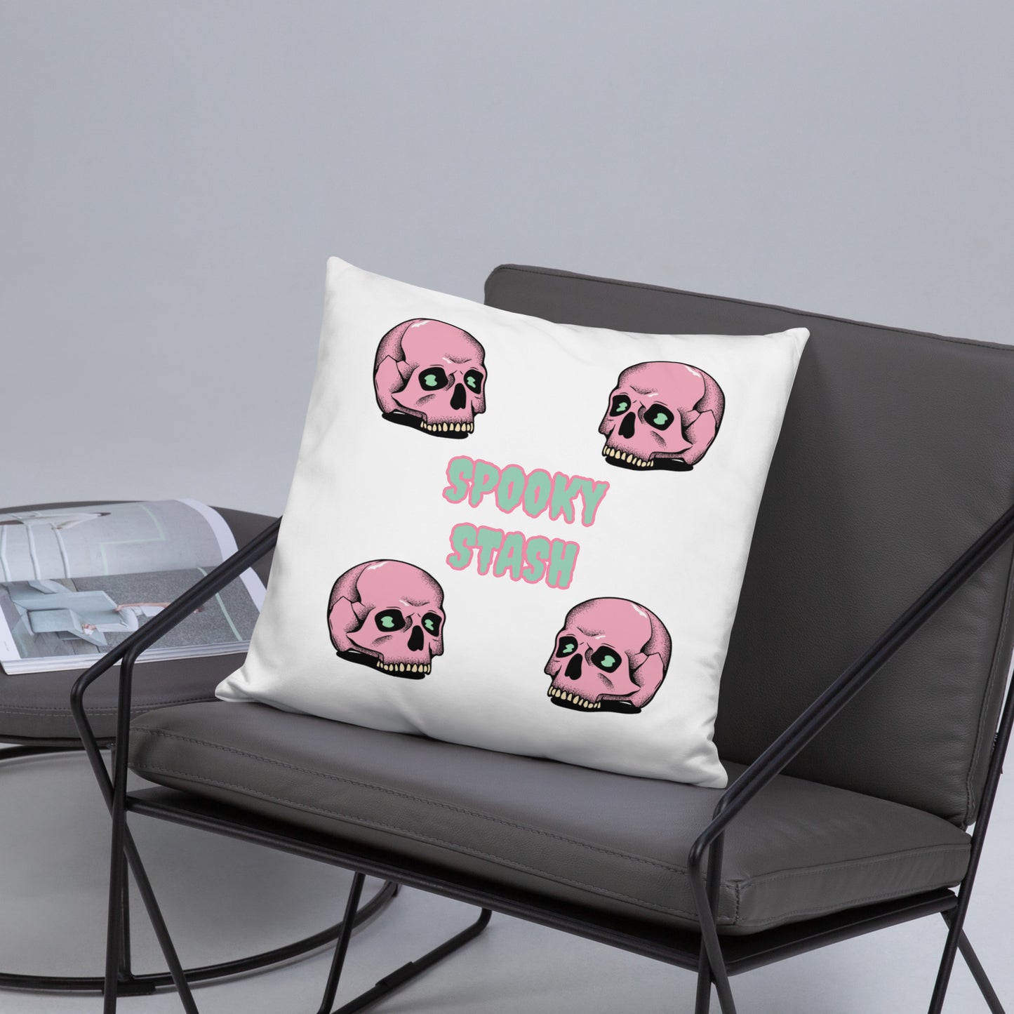 Pink Skull Basic Pillow