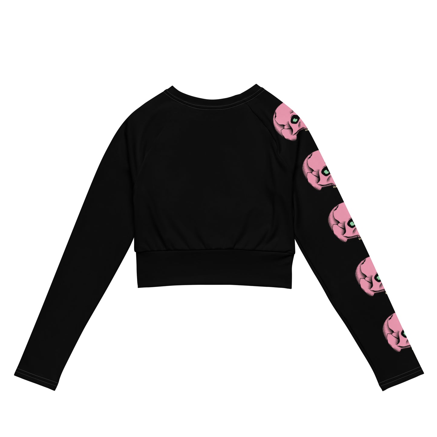 SPOOKY SKULL Recycled long-sleeve crop top (Black)