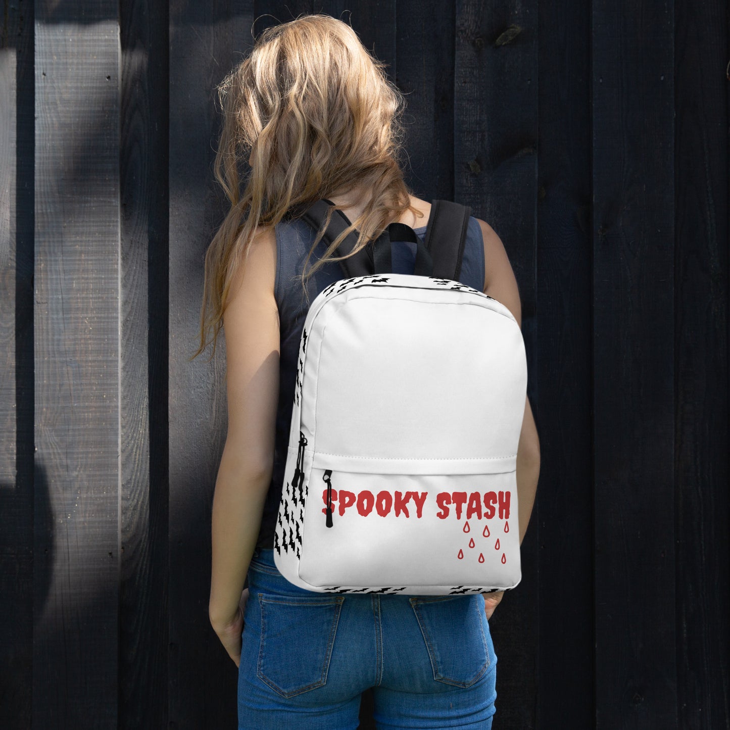 Spooky Stash White Backpack with Pocket