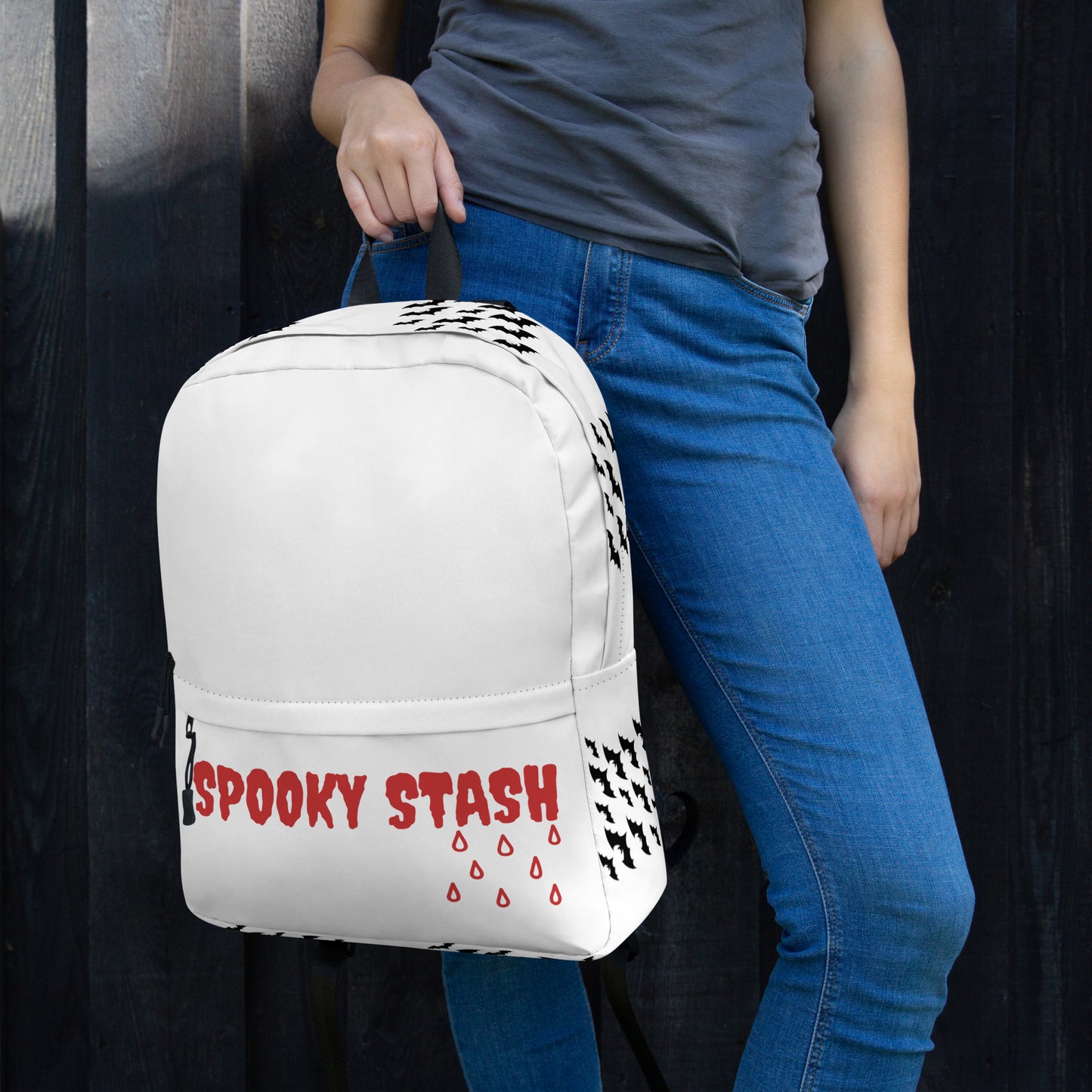 Spooky Stash White Backpack with Pocket