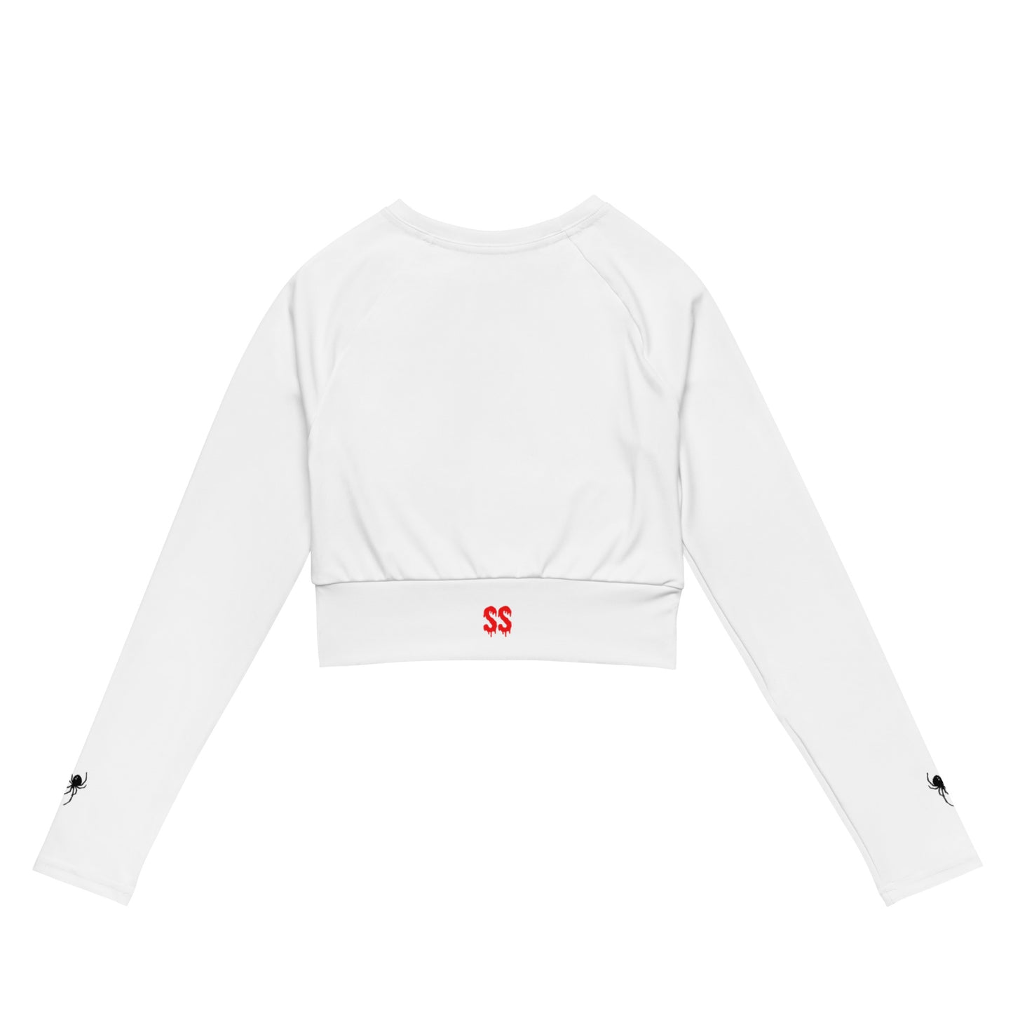 Spooky Spider Recycled long-sleeve crop top (White)