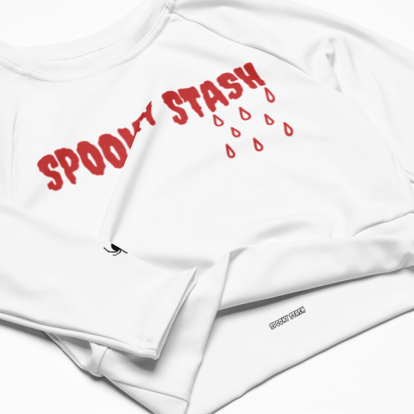 Spooky Spider Recycled long-sleeve crop top (White)