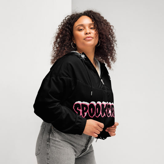 SPOOKY Spider Women’s cropped windbreaker (One Sleeve)