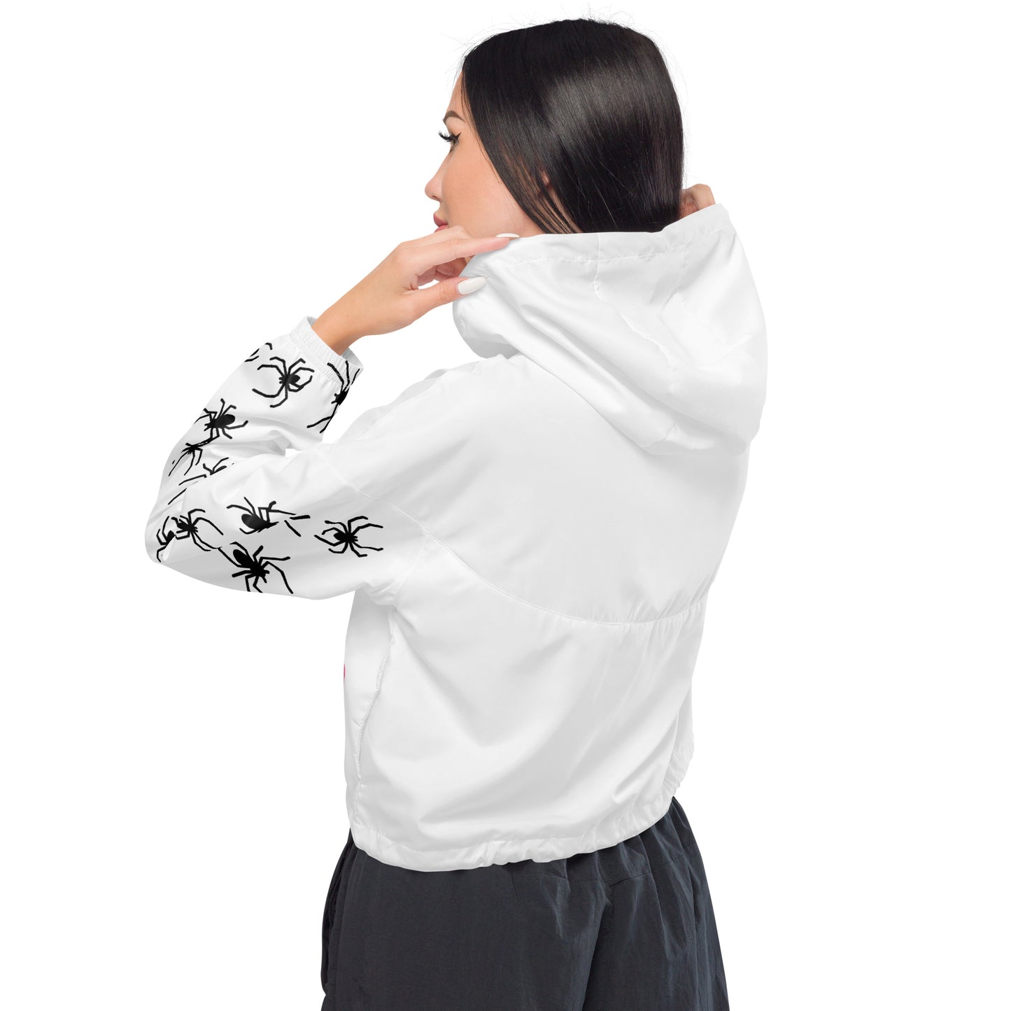 SPOOKY SPIDER Women’s cropped windbreaker (One Sleeve)