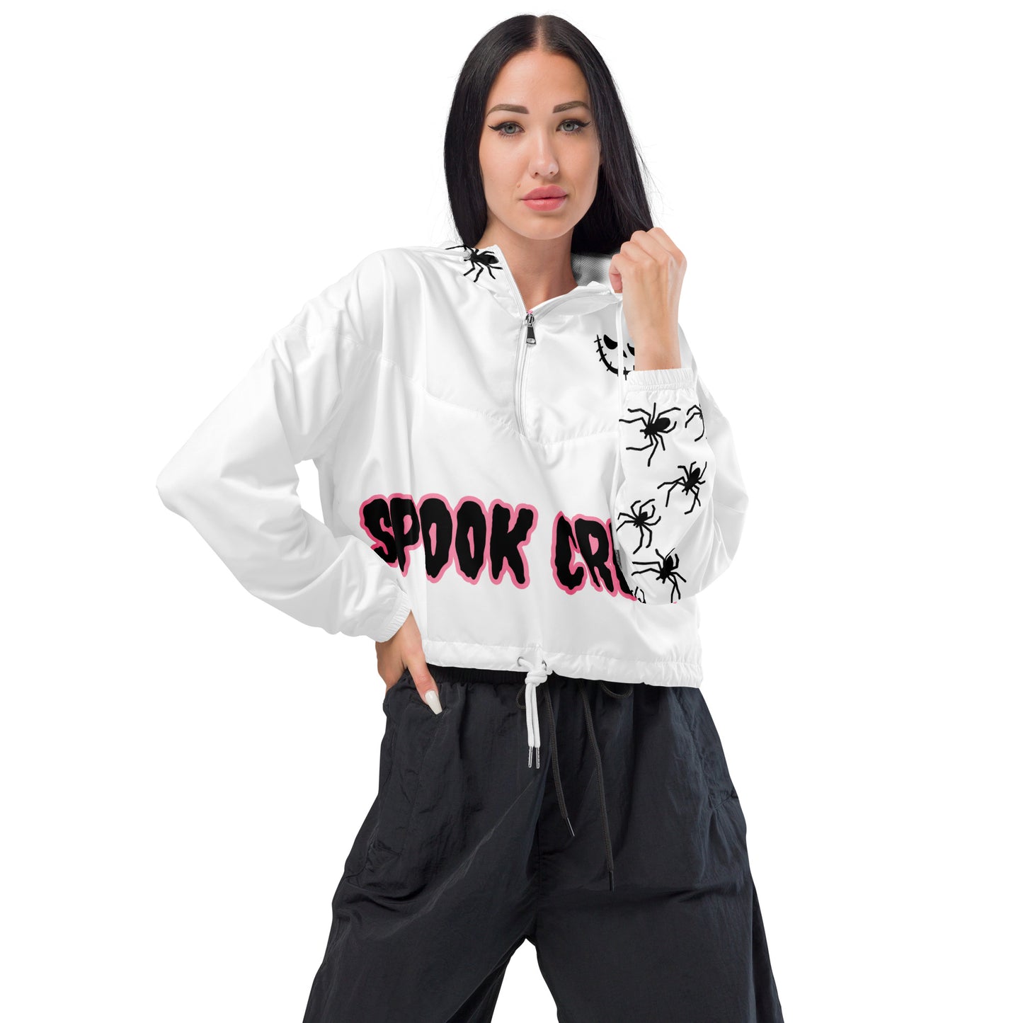 SPOOKY SPIDER Women’s cropped windbreaker (One Sleeve)