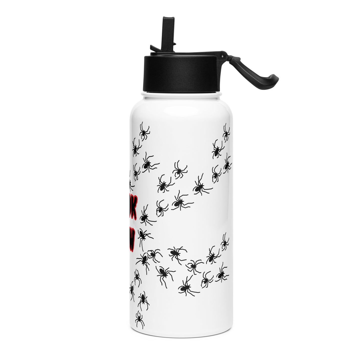 Spooky Spider Stainless steel water bottle with a straw lid